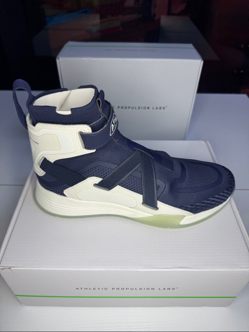 APL SuperFuture Navy Ivory High Top Sneakers Men’s 11.5 NIB Luxury